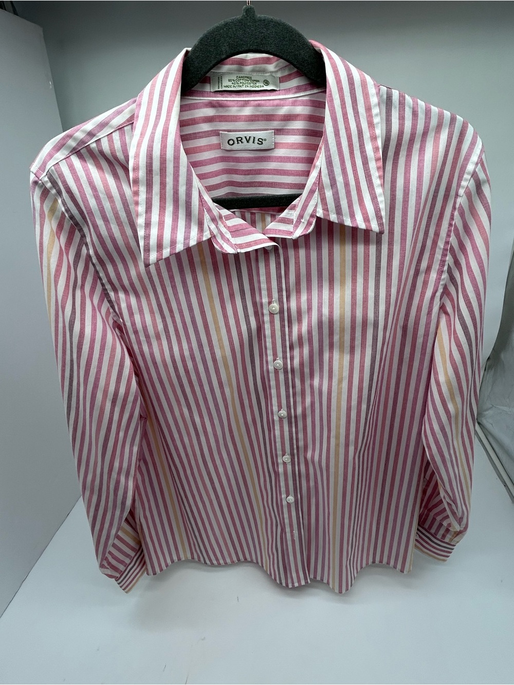 Orvis Women’s Pink Striped Button-Up Shirt size 16